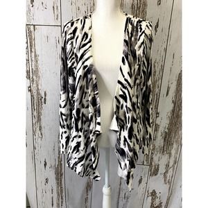 Lane Bryant Off White And Black Animal Print Cardigan